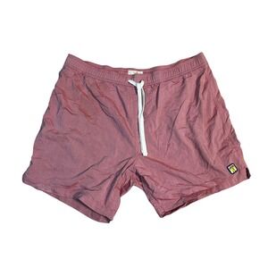 Marine Layer Men's Red Swim Trunks Shorts Elastic Waist Drawstring Palm Logo XL